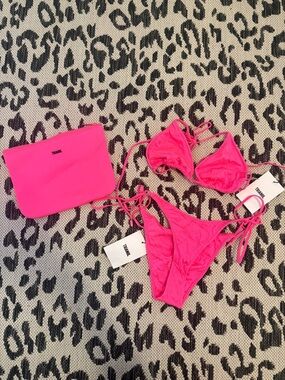 TRIANGL Hot Pink String Bikini with Matching Pouch